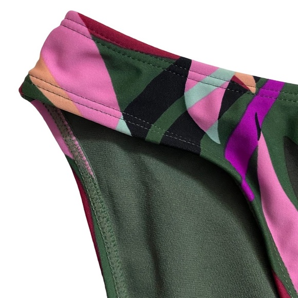 Hula Honey Olive Green Jungle Tropical Print Hipster Bikini Bottom Juniors Small - Picture 7 of 15